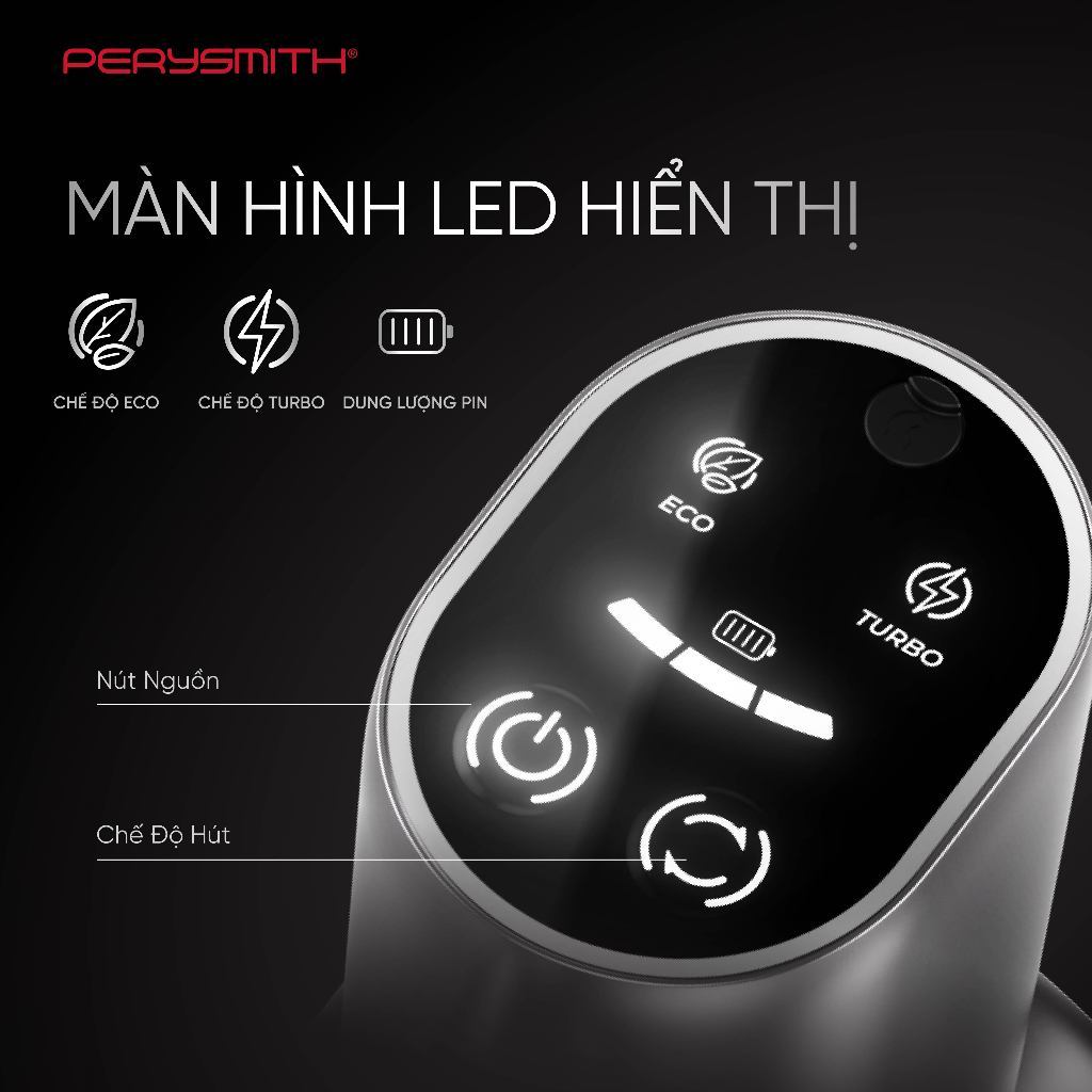 [N] Máy Hút Bụi Không Dây PerySmith K2MAX-II Lực Hút 26k PA, Đèn Xanh Soi Bụi, Gọn Nhẹ Chỉ 2.3kg | BigBuy360 - bigbuy360.vn