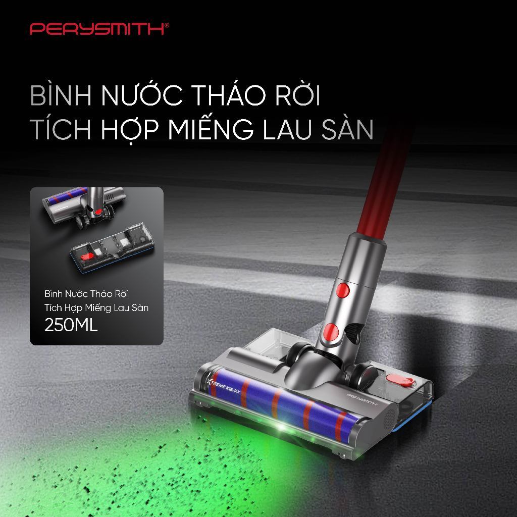 [N] Máy Hút Bụi Không Dây PerySmith K2MAX-II Lực Hút 26k PA, Đèn Xanh Soi Bụi, Gọn Nhẹ Chỉ 2.3kg | BigBuy360 - bigbuy360.vn