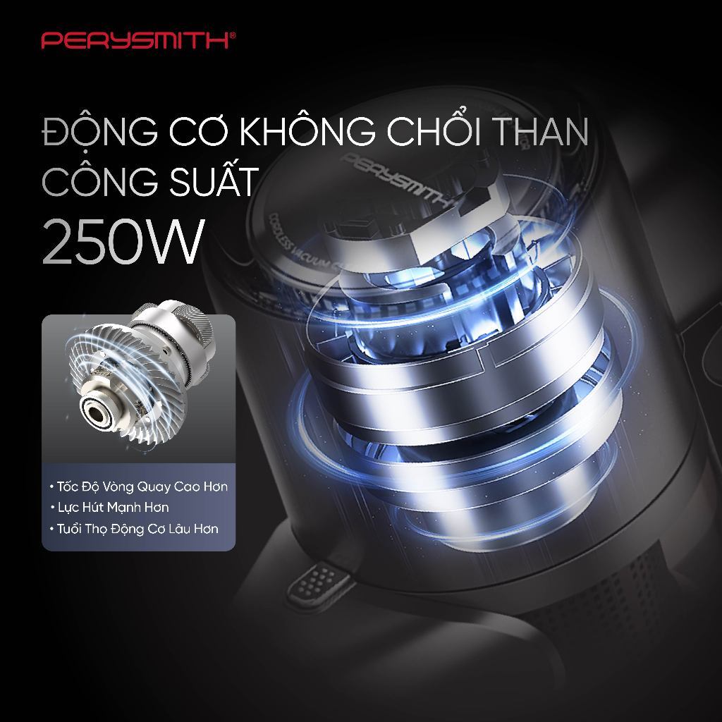 [N] Máy Hút Bụi Không Dây PerySmith K2MAX-II Lực Hút 26k PA, Đèn Xanh Soi Bụi, Gọn Nhẹ Chỉ 2.3kg | BigBuy360 - bigbuy360.vn
