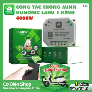 Công Tắc Thông Minh Hunonic Lahu 1 Kênh 4000W | Điều Khiển Từ Xa Bằng Điện Thoại, Bảo Hành 1 Năm