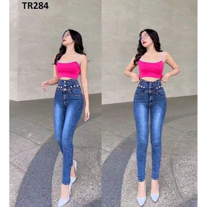 Quần Jeans Nữ Lưng Siêu Cao Nẹp eo tôn dáng