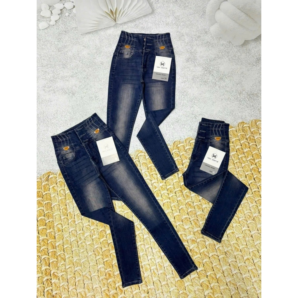 Quần Jeans Nữ Lưng Siêu Cao Nẹp eo tôn dáng