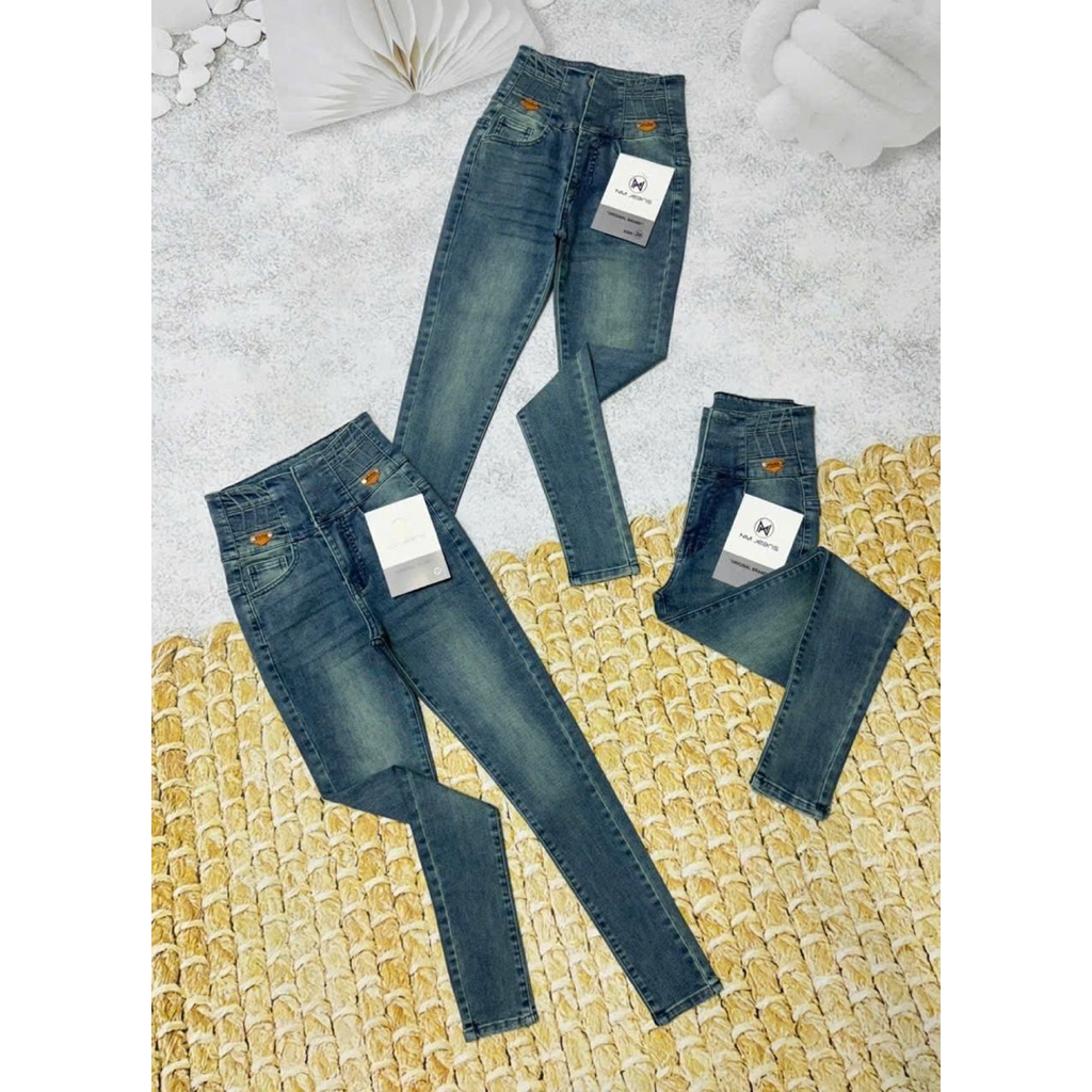Quần Jeans Nữ Lưng Siêu Cao Nẹp eo tôn dáng