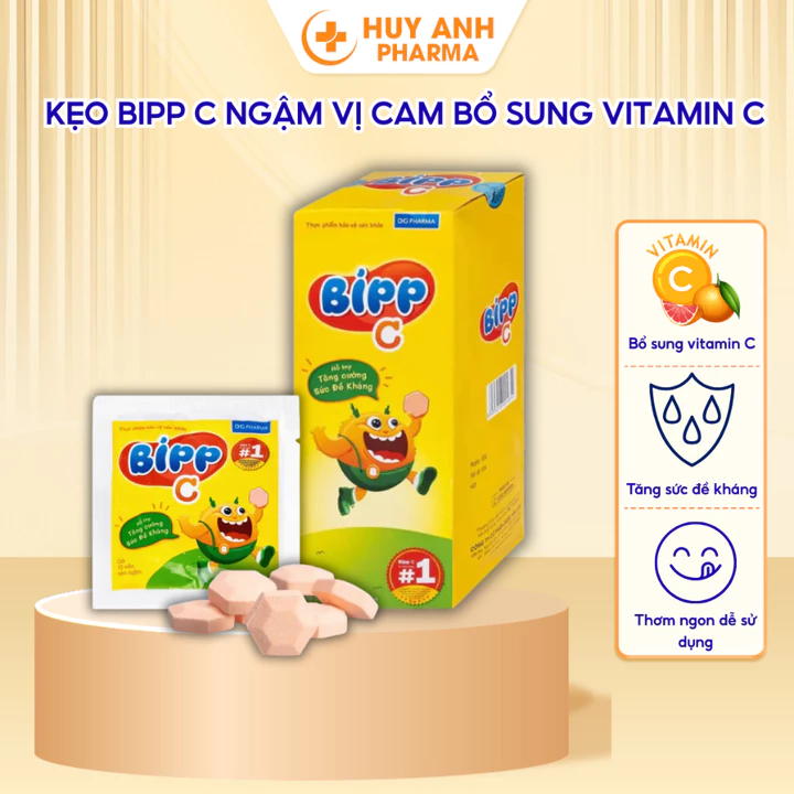 Kẹo Ngậm Vitamin C Cho Bé Bipp C Của Dược Hậu Giang Gói 10 Viên Ngậm Bổ Sung Vitamin C