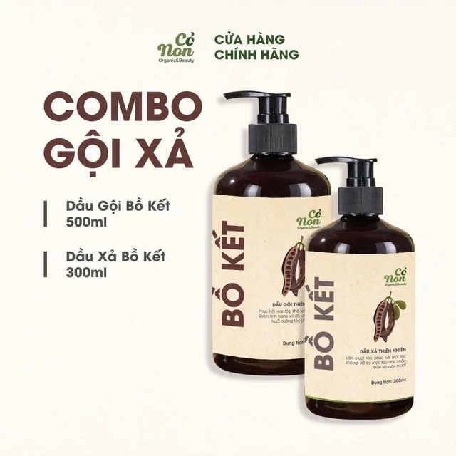 Dầu gội bồ kết cô đặc Combo Gội Xả Bồ Kết chống rụng, gàu, nấm,ngứa, kiềm dầu,mọc tóc 500ml - Cỏ Non