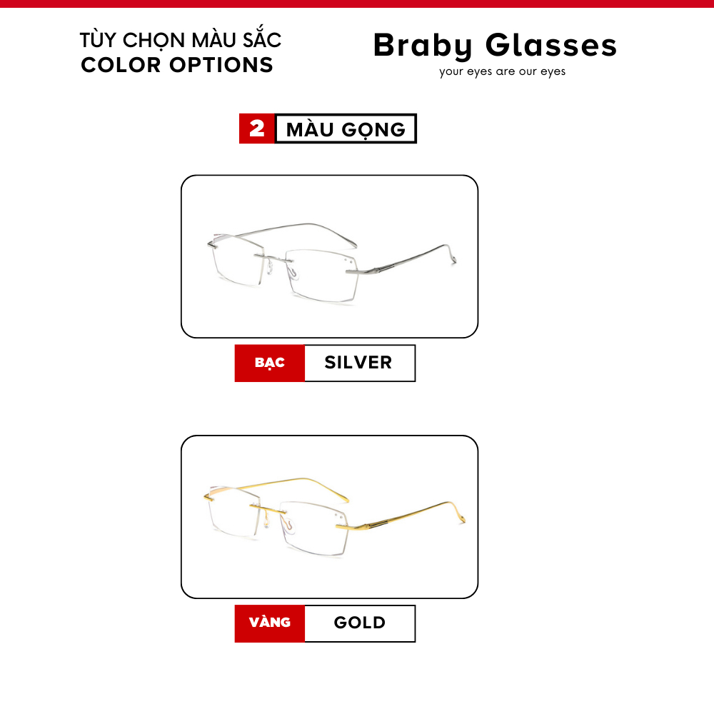 Gọng kính lão đọc sách Braby Glasses viễn thị cho người lớn tuổi Titan cao cấp chắc chắn chống gẫy siêu nhẹ KL12