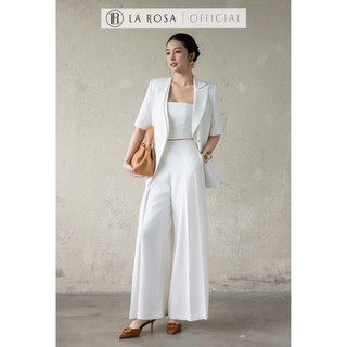 Set Vest Nữ Thanh Lịch La Rosa Áo Blazer Khoác Ngoài Kèm Áo Dây Ống Sát Mix Quần Ống Rộng Tôn Dáng T390-SX
