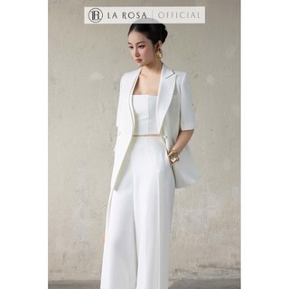 Set Vest Nữ Thanh Lịch La Rosa Áo Blazer Khoác Ngoài Kèm Áo Dây Ống Sát Mix Quần Ống Rộng Tôn Dáng T390-SX