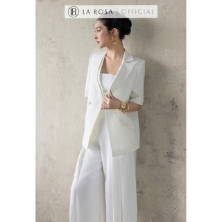 Set Vest Nữ Thanh Lịch La Rosa Áo Blazer Khoác Ngoài Kèm Áo Dây Ống Sát Mix Quần Ống Rộng Tôn Dáng T390-SX