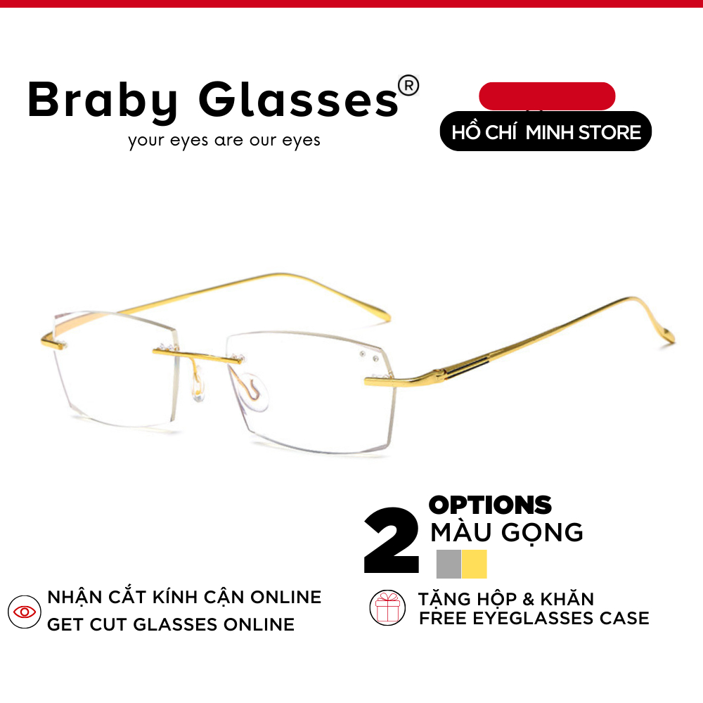 Gọng kính lão đọc sách Braby Glasses viễn thị cho người lớn tuổi Titan cao cấp chắc chắn chống gẫy siêu nhẹ KL12