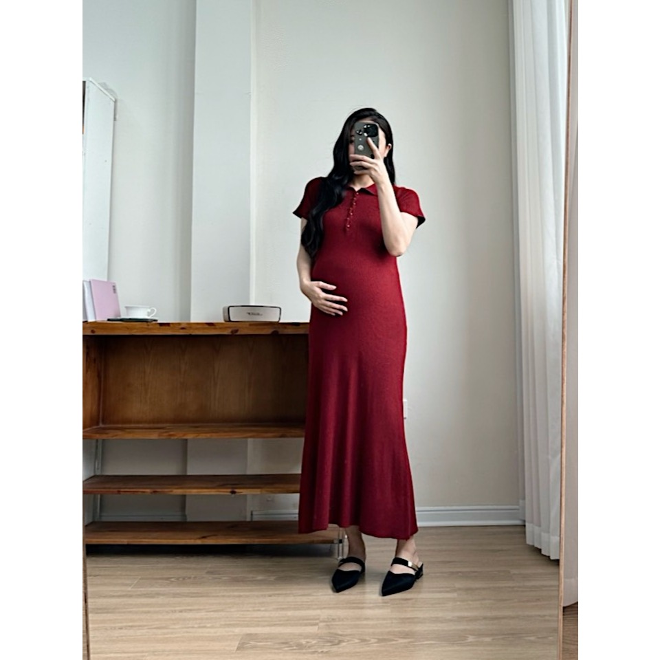 Váy len, váy len bầu thiết kế xoắn cúc ngực tinh tế VL070 chất len mềm mịn, co giãn 4 chiều thiết kế by L'AMME