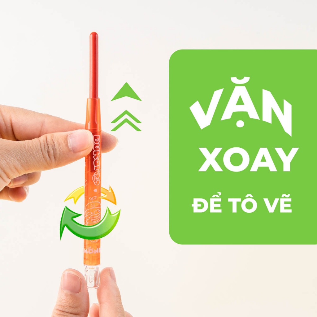 Bút Sáp Vặn Dài TWIST CRAYON 18 Màu, Bút Màu Vỏ Nhựa Khó Gãy, Màu Hữu Cơ An Toàn, Tươi Sáng, Tô Mịn M60012