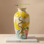 Bình Hoa, Lọ Hoa Vẽ Mai Vàng Đắp Nổi 3D Gốm Sứ Bát Tràng Dùng Decor, Cắm Hoa, Trang Trí Phòng Khách - Gốm Sứ Bát Tràng — ảnh 4