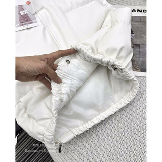 Áo Khoác Gile Phao Da Bóng Cao Cổ Chun Eo QC
