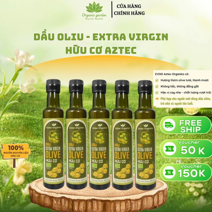 Dầu Extra Virgin Olive Ép Lạnh Hữu Cơ AZTEC ORGANICS Dầu Oliu 250ml