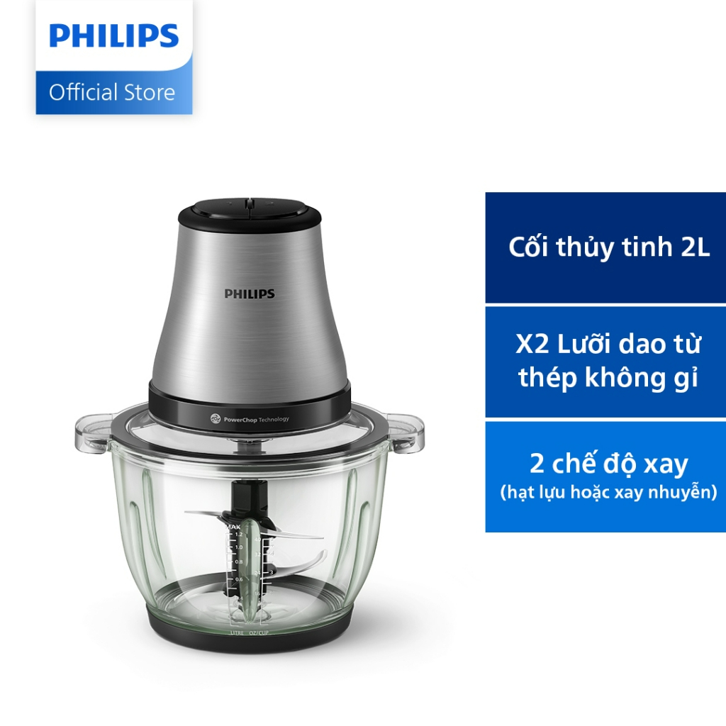 [LIVE] Máy xay thịt Philips HR1503/00 2 Lít 500W Cối thủy tinh - Hàng chính hãng - Bảo hành 24 tháng