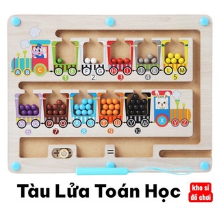 Đồ chơi giáo dục - Đồ chơi toán học - Đồ chơi trí tuệ, Đồ chơi gỗ, Tàu lửa Toán học kích thước 24cm x 18cm