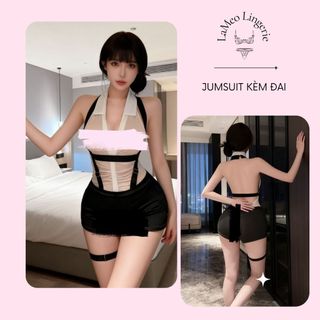 [LaMeo Lingerie] Fullset Jumsuit Cosplay Nữ Đặc Công Gợi Cảm phối dây kéo