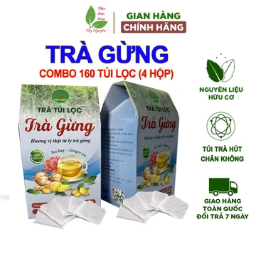 Combo 160 gói trà gừng Bảo Khang, trà túi lọc gừng, cỏ ngọt, trà thảo mộc tự nhiên