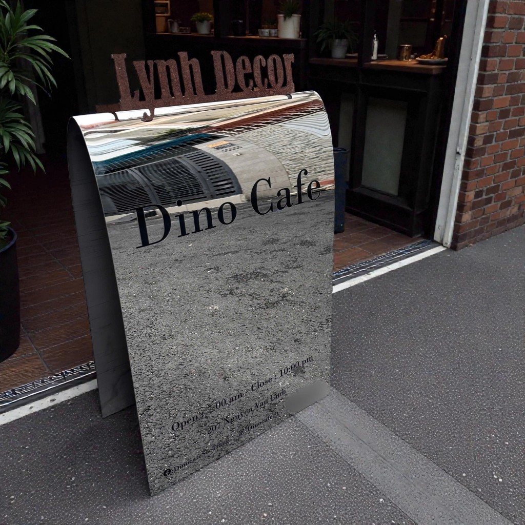 Standee Inox in UV 2 mặt,miễn phí thiết kế trang trí quán cafe - LynhDecor