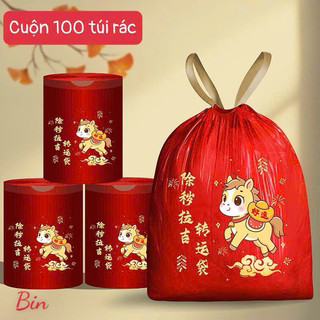 Túi rác đỏ may mắn đầu năm,phiên bản tết 2026