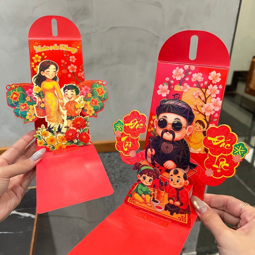 Bao Lì Xì Popup Xòe Lì Xì 3D Tết 2026 Phong Bao Lì Xì Độc Lạ Hot Trend Lì Xì Tết Quà Tặng- Đồ Chơi PUPU HOUSE