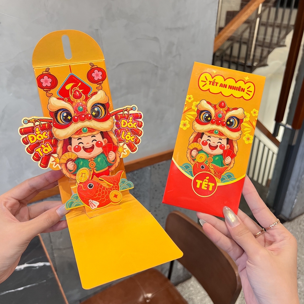 Bao Lì Xì Popup Xòe Lì Xì 3D Tết 2026 Phong Bao Lì Xì Độc Lạ Hot Trend Lì Xì Tết Quà Tặng- Đồ Chơi PUPU HOUSE