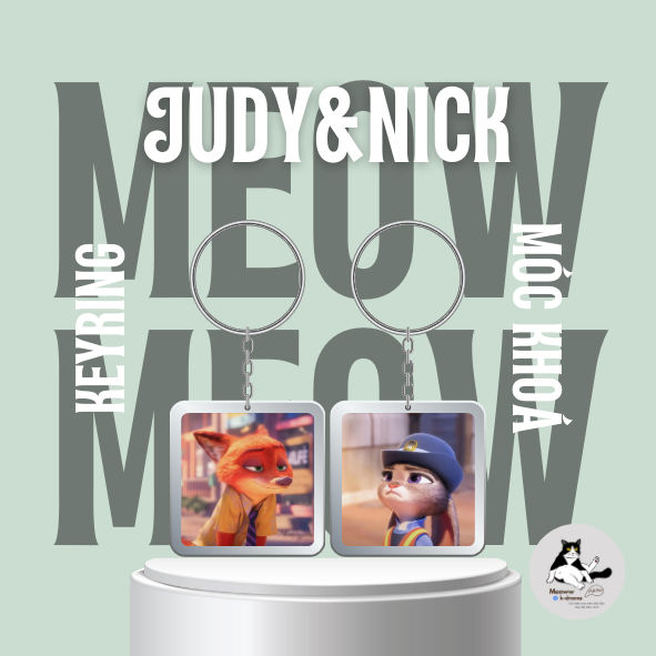 Set combo 2 móc khoá cặp đôi Zootopia Nick Cáo Và Judy Thỏ