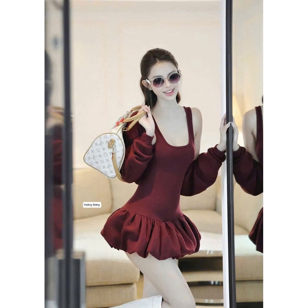 Set váy bồng kèm áo khoác ngắn xinh xỉu