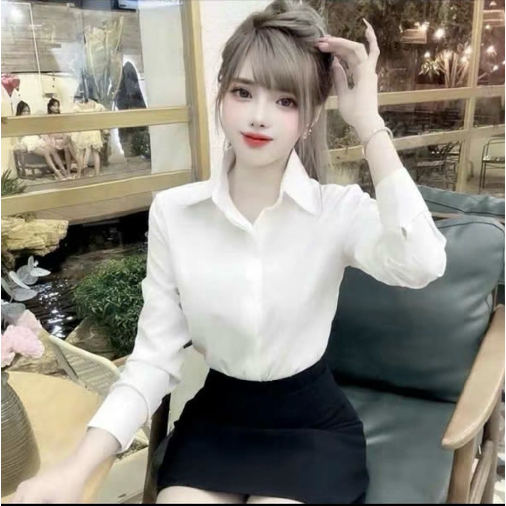 ÁO SƠ MI NỮ DÀI TAY .chất vải lụa cát hàn mềm mát ít nhăn
