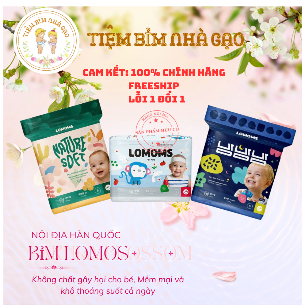 [COMBO 4 BỊCH] Bỉm dán/quần LOMOMS nội địa Hàn dòng Air Kiki, BamBamBam, Nature Soft an toàn cho bé