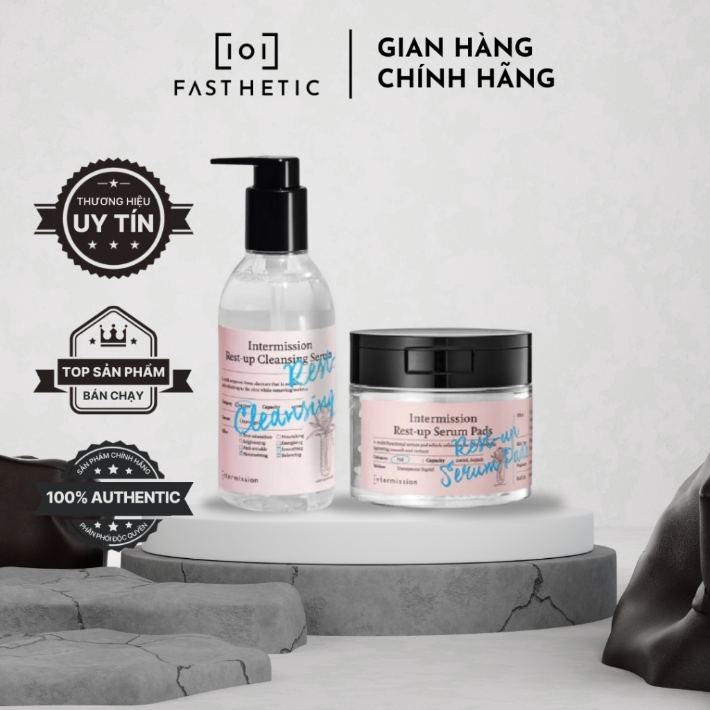 Combo Intermission RestUp: Serum Rửa Mặt + Serum Pad Làm Sạch & Phục Hồi Da - Hình ảnh thực tế