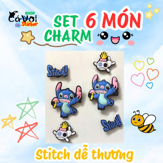 Set charm/Sticker gắn dép Stitch dễ thương 6 món (phù hợp dép trẻ em)