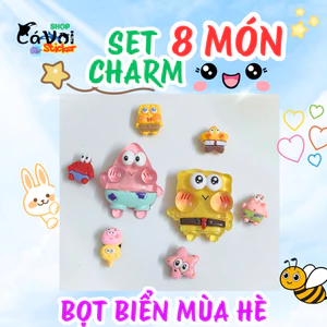 Charm gắn dép: Set charm 8 món bọt biển dễ thương - SpongeBob – Patrick – các nhân vật Bikini Bottom