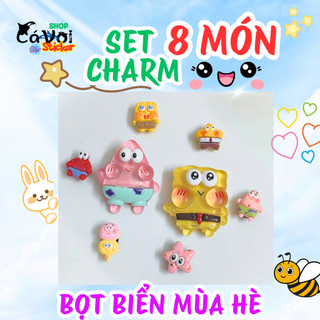 Charm gắn dép: Set charm 8 món bọt biển dễ thương - SpongeBob – Patrick – các nhân vật Bikini Bottom