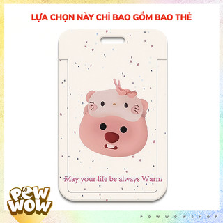 Bao Đựng Thẻ Nhựa Cứng In Hình Loopy Hồng Đeo Mặt Nạ Mèo Đáng Yêu Cute