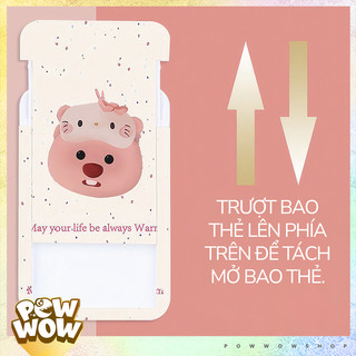 Bao Đựng Thẻ Nhựa Cứng In Hình Loopy Hồng Đeo Mặt Nạ Mèo Đáng Yêu Cute