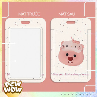 Bao Đựng Thẻ Nhựa Cứng In Hình Loopy Hồng Đeo Mặt Nạ Mèo Đáng Yêu Cute