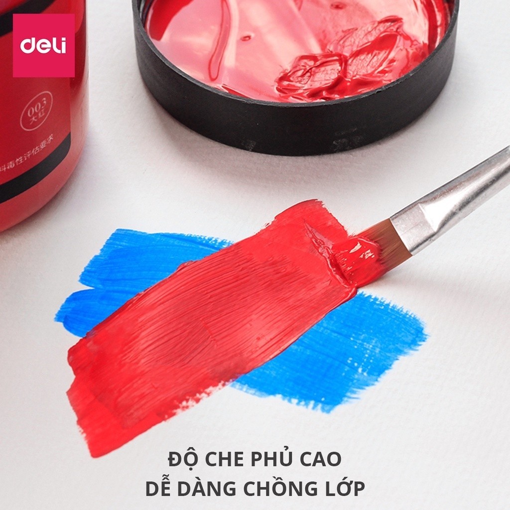 Sơn Acrylic Deli Chính Hãng - Màu Vẽ Chuyên Nghiệp Cao Cấp 100ml/300ml | Đạt Chuẩn An Toàn QCVN, Không Mùi, Màu Bền Đẹp