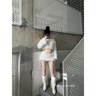 SET LÔNG ÁO TRỄ VAI MIX CHÂN VÁY BASIC HOT