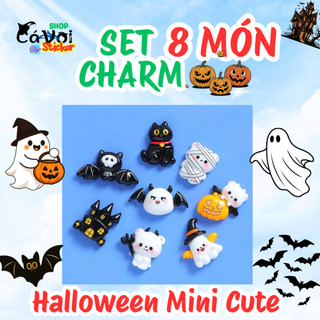 Charm/Sticker gắn dép: Bộ Halloween Mini Cute- Set 8 món