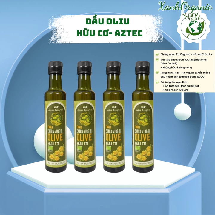 Dầu Extra Virgin Olive Ép Lạnh Hữu Cơ AZTEC ORGANICS Dầu Oliu 250ml
