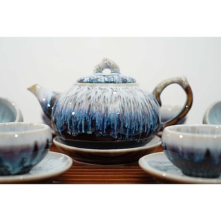Bộ ấm chén men hỏa biến tuyết san cao cấp, tổng hợp nhiều kiểu dáng - Gốm sứ Bát Tràng - Gốm Việt
