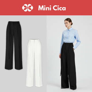 Quần suông ống rộng 28cm, chất Sợi Tre thô siêu mát, có dây đai tháo rời, xếp 2 ly Mini Cica Q02