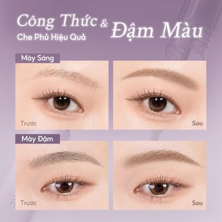 [Y345] Mascara FOCALLURE FULL-COVER SLIM BROWCARA - Lông Mày Mềm Mờ, Màu Tự Nhiên, Không Vón Cục, Chống Thấm Nước