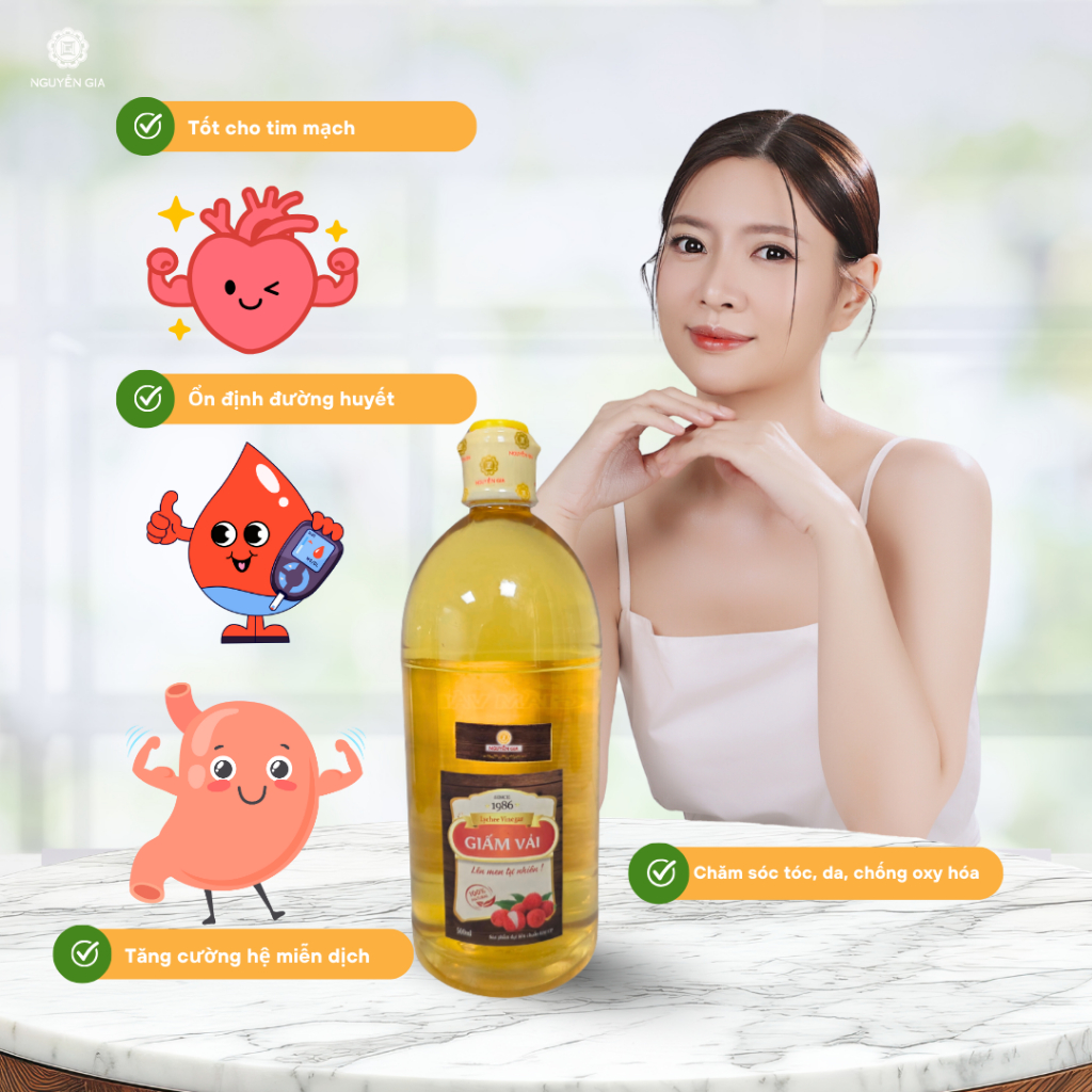 Giấm Vải Tuyển Chọn Nguyễn Gia Lên Men Tự Nhiên 1L NGG0072