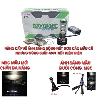 Bi Cầu LED cho xe Dream M9C DZOOM-R02 45W Chân M5 Siêu Sáng Cos Cắt Nét Pha Gom Xa Quạt Tản Nhiệt