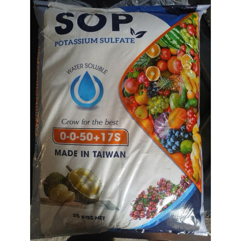 🌿 Phân Bón Kali Sunfat SOP K₂SO₄ (0-0-50) – Hòa Tan Hoàn Toàn – Made in Taiwan – Túi 25kg