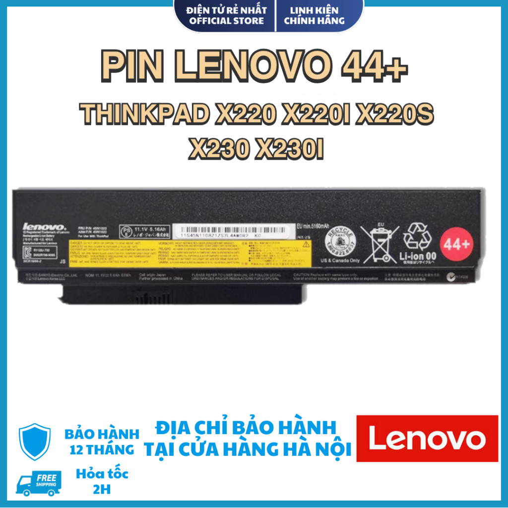 Pin Lenovo ThinkPad  X220 X220i, X230, X230i 44+ (BH 12 THÁNG)
