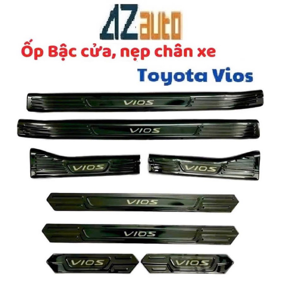 Ốp bậc cửa, nẹp bước chân xe #Toyota Vios 2019-2026 Vân titan hàng cao cấp không gỉ